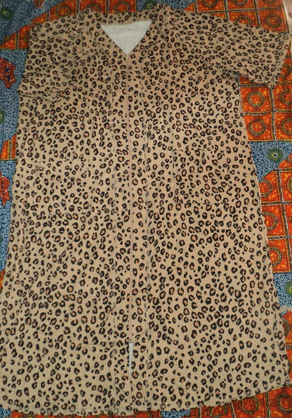 Dreams & Co. Plus Size Classic Leopard Short Sleeves Long Zip-Front Robe Size 3X