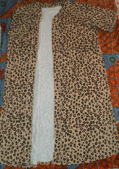 Dreams & Co. Plus Size Classic Leopard Short Sleeves Long Zip-Front Robe Size 3X