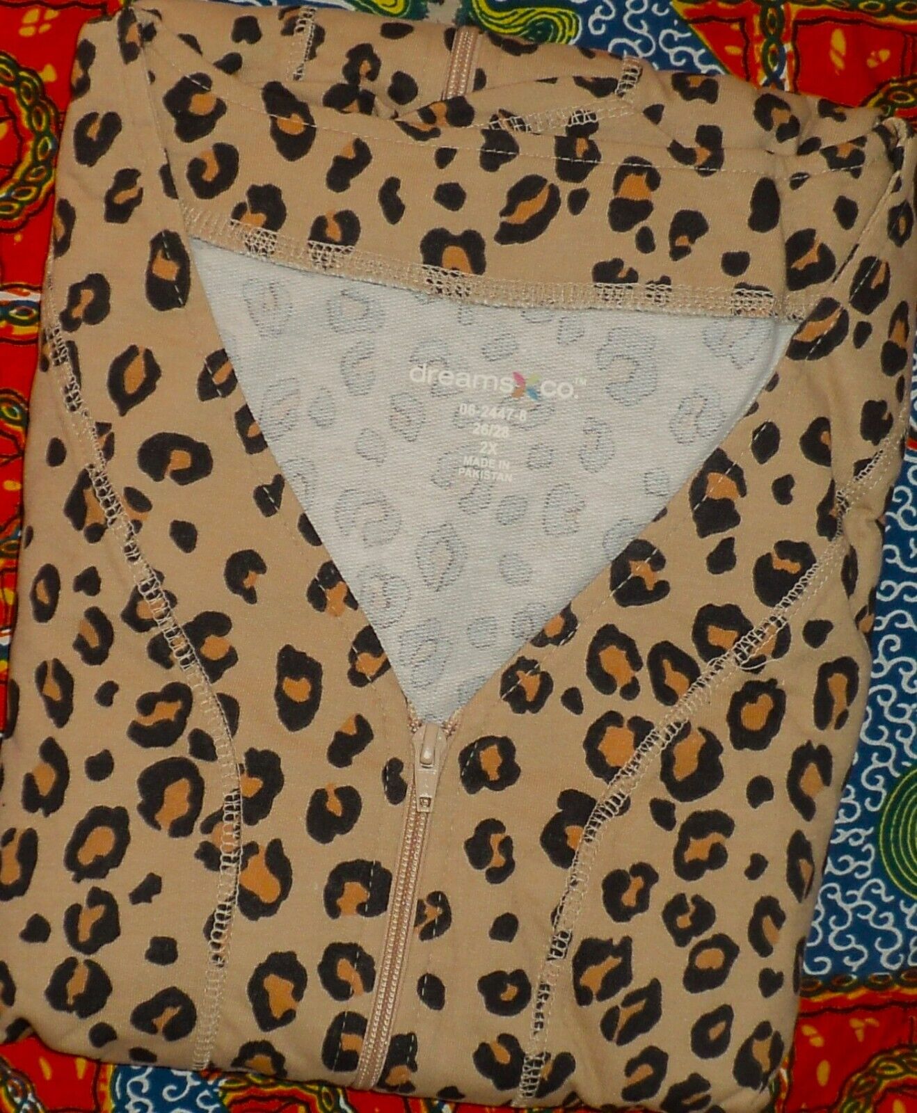 Dreams & Co. Plus Size Classic Leopard Short Sleeves Long Zip-Front Robe Size 4X