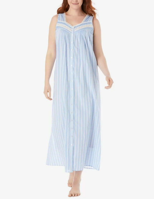 Dreams & Co. Plus Size French Blue Stripe Long Sleeveless Nightgown Size 2X