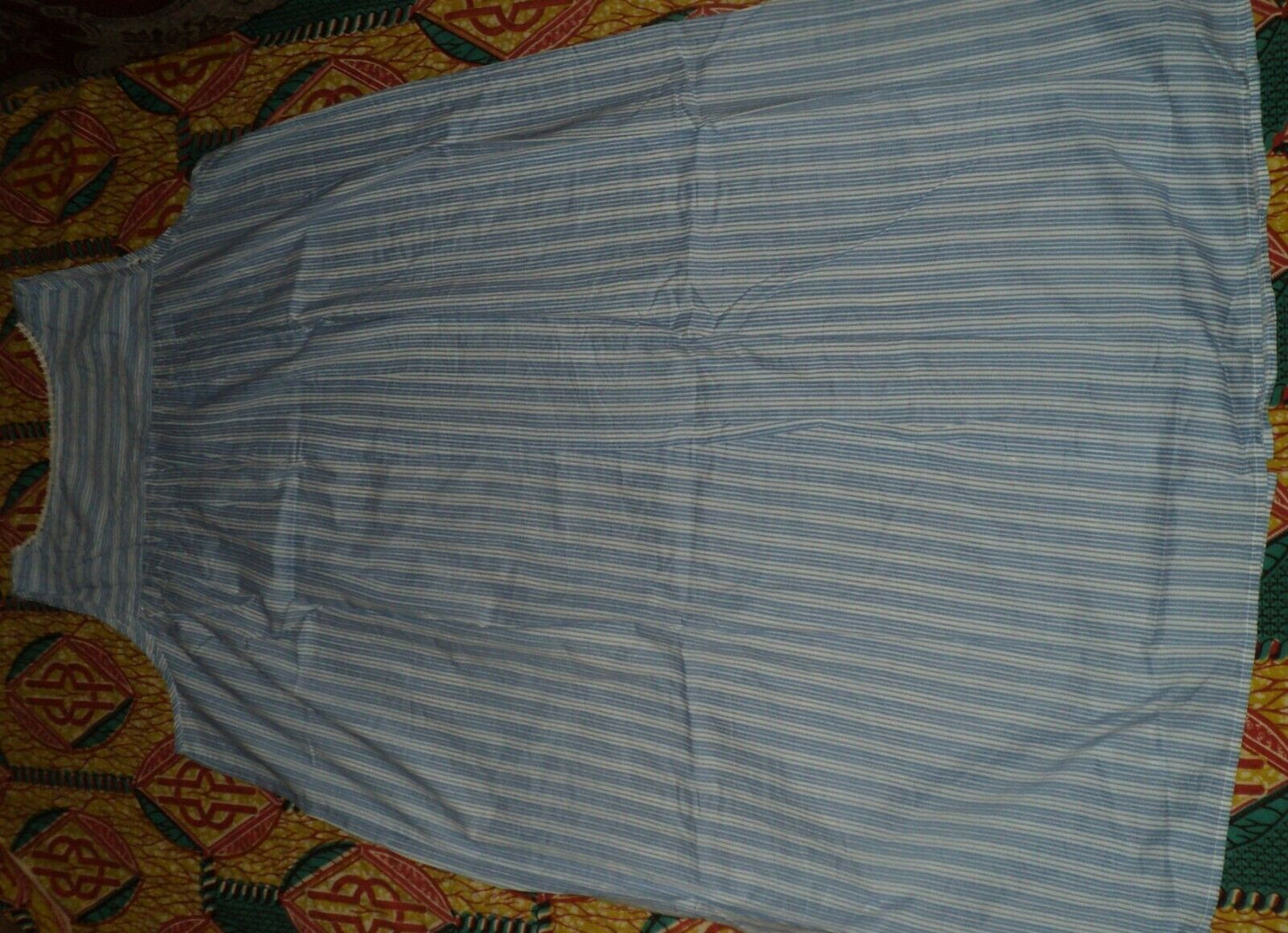 Dreams & Co. Plus Size French Blue Stripe Long Sleeveless Nightgown Size 2X