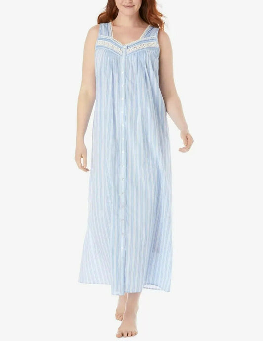 Dreams & Co. Plus Size French Blue Stripe Long Sleeveless Nightgown Size 4X