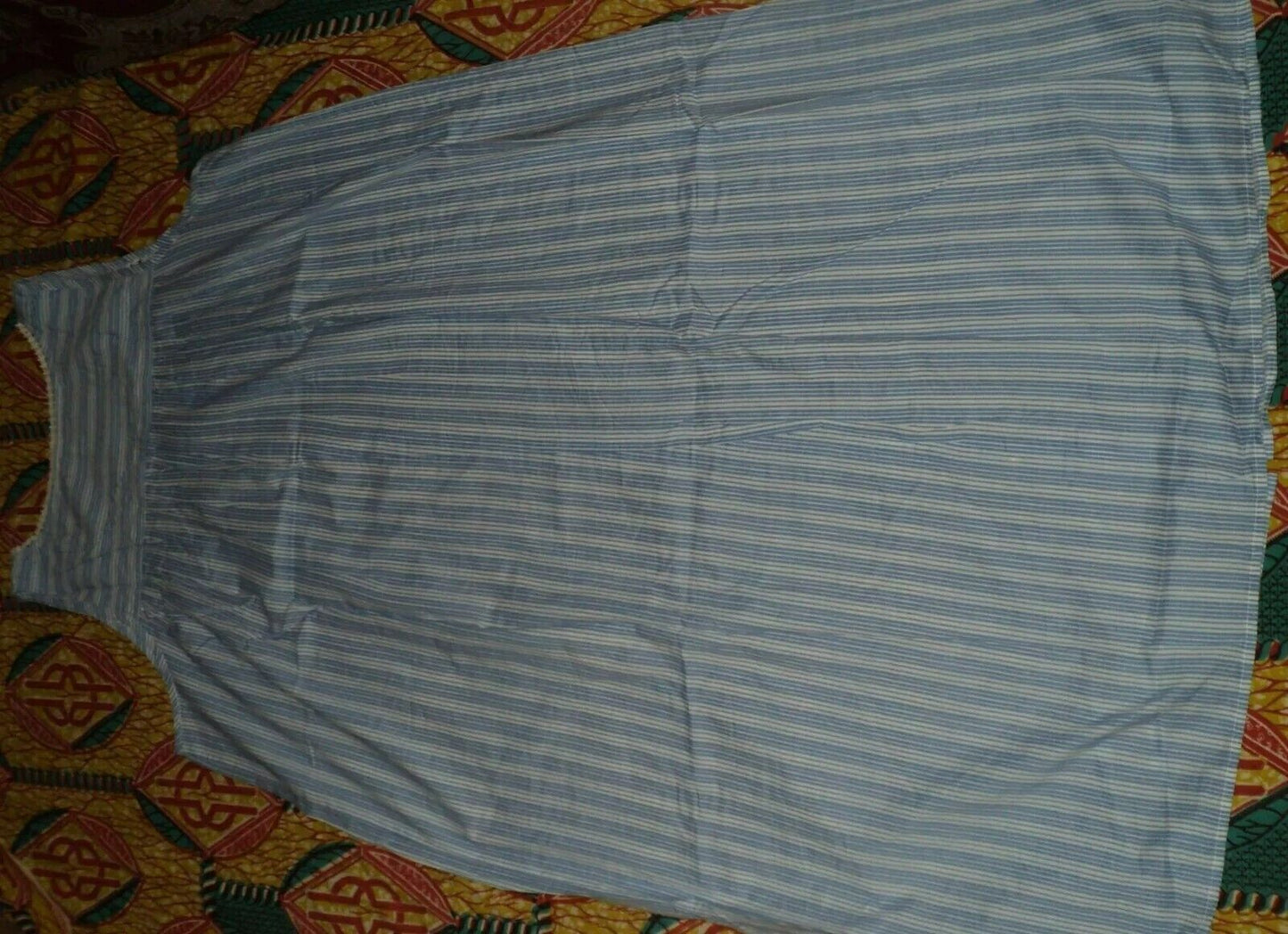 Dreams & Co. Plus Size French Blue Stripe Long Sleeveless Nightgown Size 4X