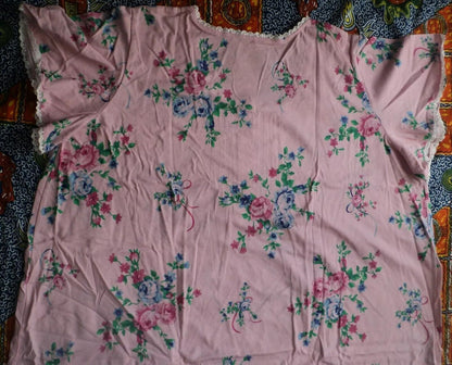 Only Necessities Plus Size Pink Floral Long Pintucked Knit Nightgown Size 6X