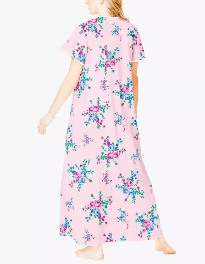 Only Necessities Plus Size Pink Floral Long Pintucked Knit Nightgown Size 6X