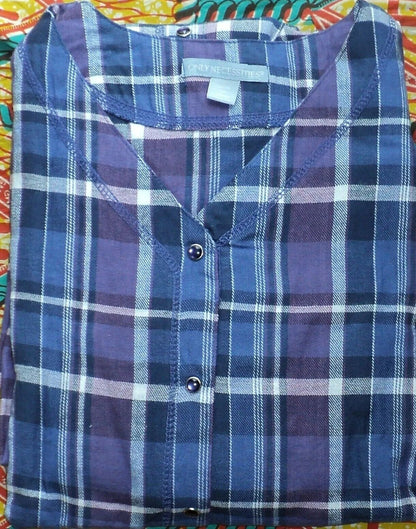 Only Necessities Plus Size Multi Plaid Flannel Snap-Front Lounger Size 2X(26/28)