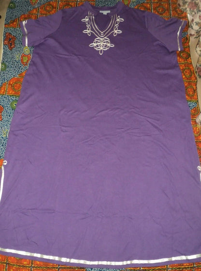 Only Necessities Plus Size Plum Burst Embellished Knit Lounger Size 3X(30/32)