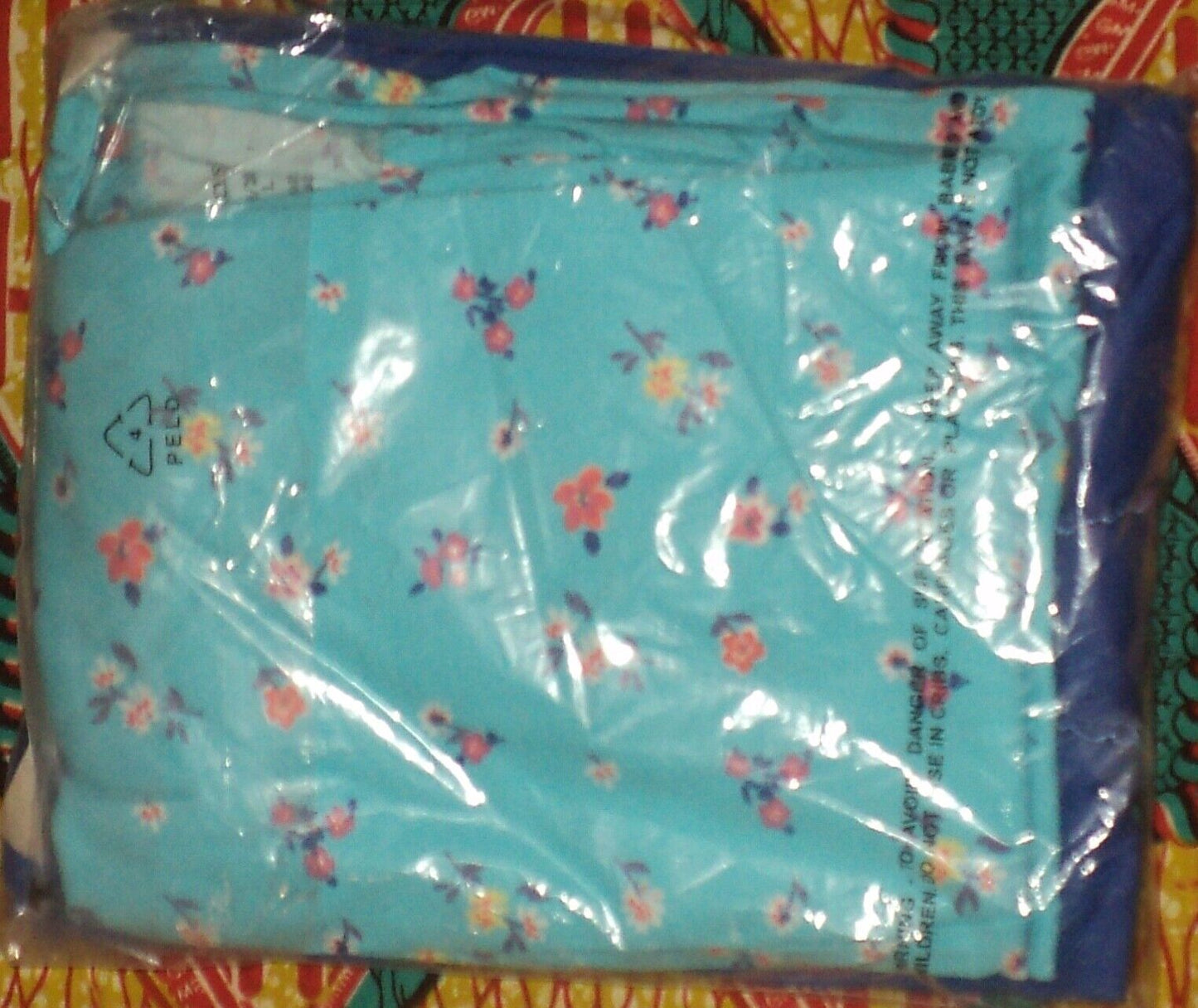 Only Necessities Plus Size Bright Aqua Flowers 3-piece Cotton Pajama Set Size L