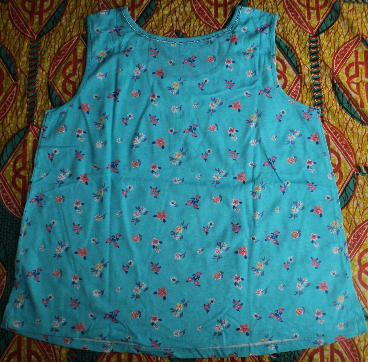 Only Necessities Plus Size Bright Aqua Flowers 3-piece Cotton Pajama Set Size L