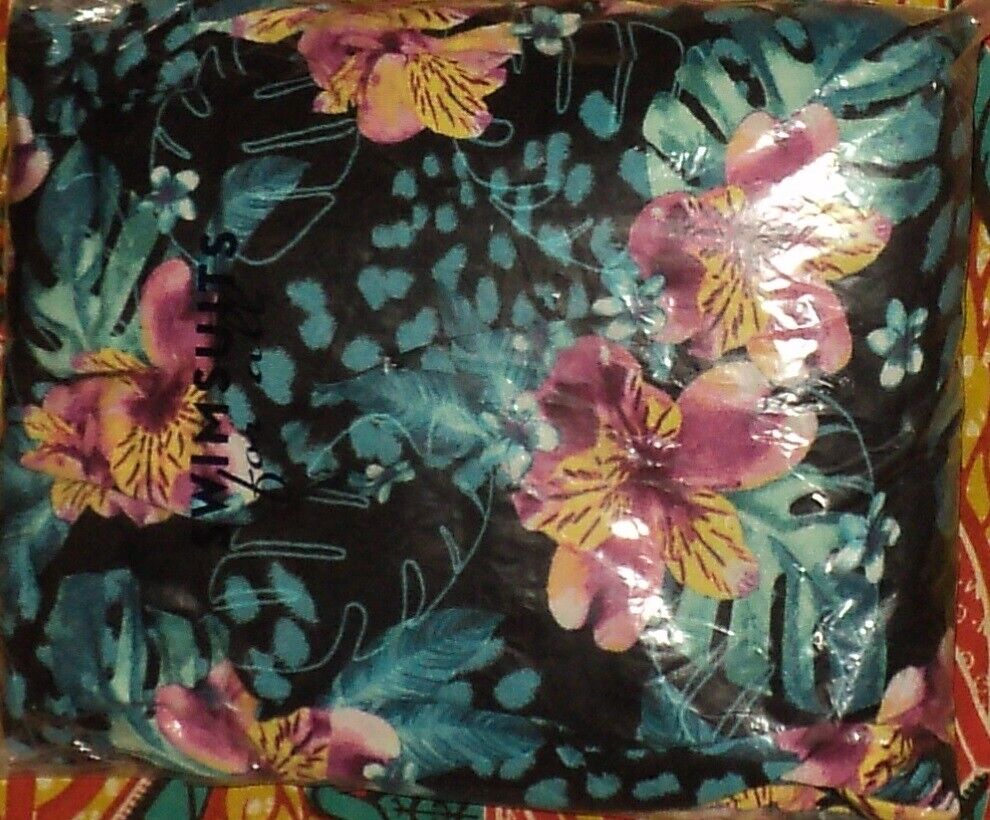 Swimsuits For All Plus Size Trop Animal Turq High-Low Cover Up Size 38/40