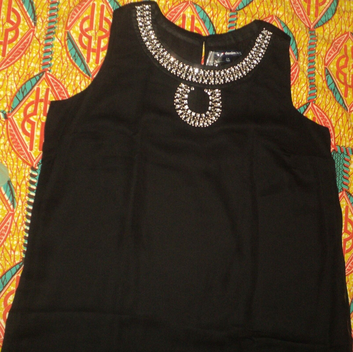 Denim 24/7 Plus Size Black Embellished High-Low Sleeveless Dress Size 32W