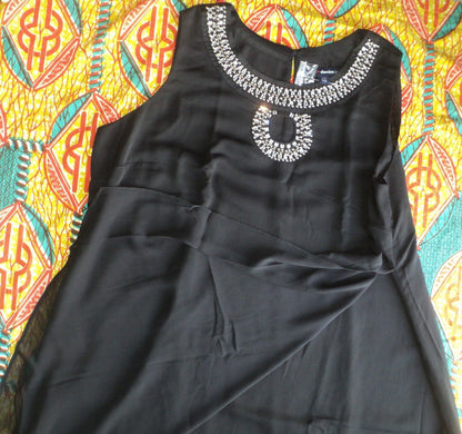 Denim 24/7 Plus Size Black Embellished High-Low Sleeveless Dress Size 32W