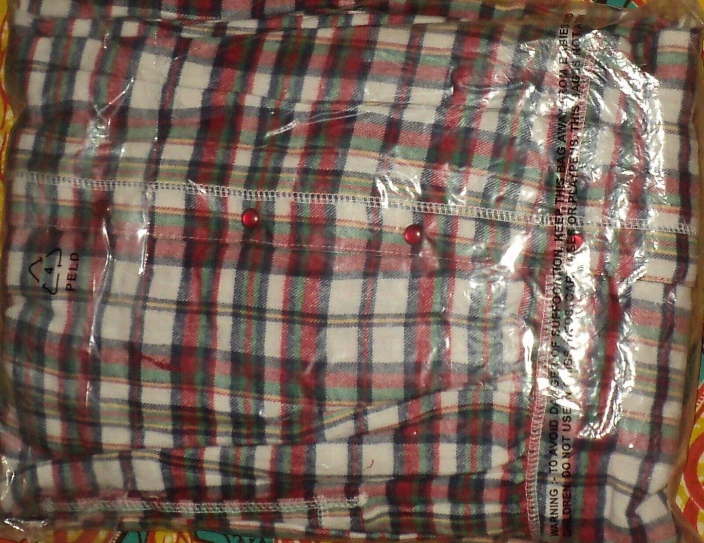 Only Necessities Plus Size Red White Plaid Flannel Snap-Front Lounger Size 2X