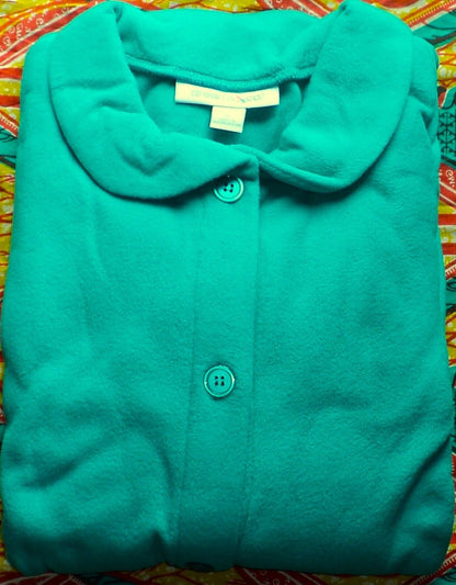 Dreams & Co. Plus Size Light Jade Long Sleeves Short Fleece Robe Size 1X(22/24)