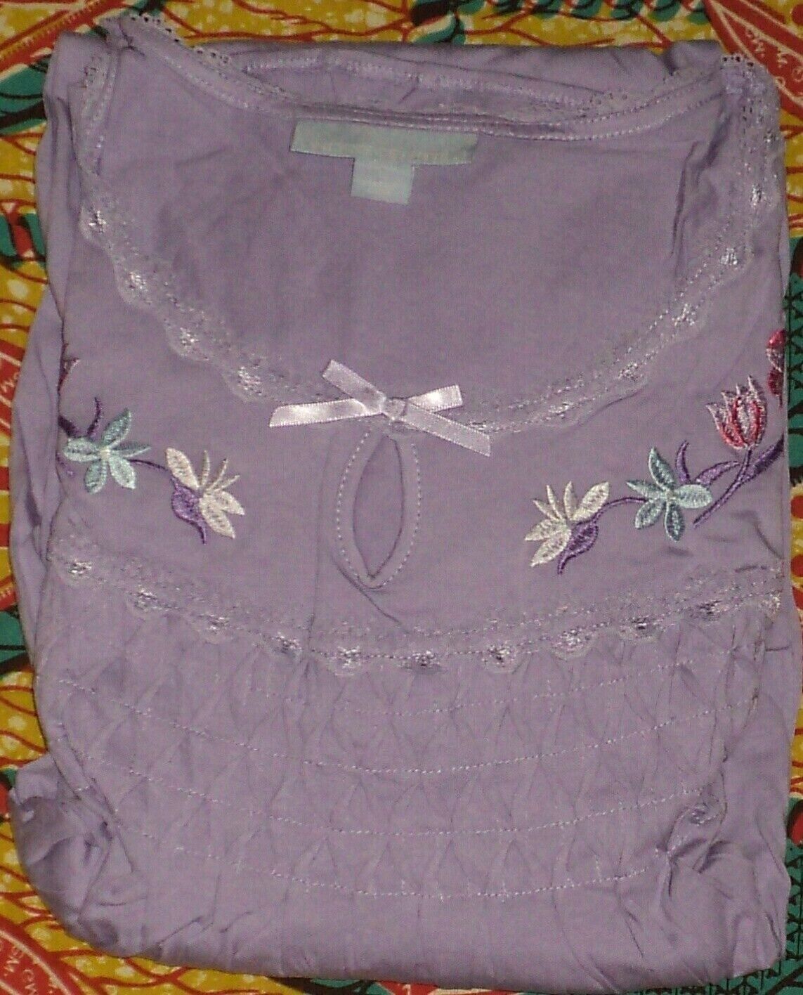 Only Necessities Plus Size Soft Iris 3/4 Sleeves Smocked Nightgown Size 2X-26/28