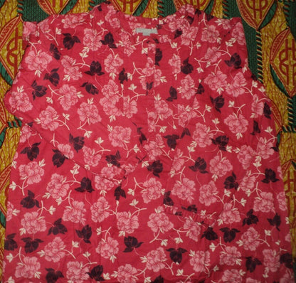 Only Necessities Plus Size Pink Burst Cotton Flannel Print Short Nightgown Sz 1X