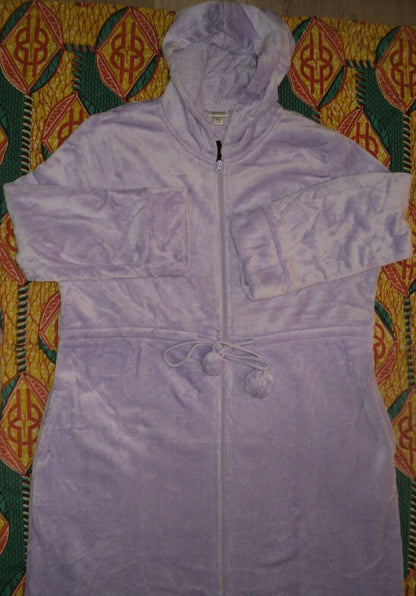 Avenue Plus Size Lavender Zip Front Plain Hooded Robe Size 30/32