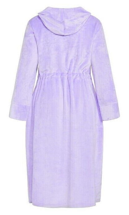 Avenue Plus Size Lavender Zip Front Plain Hooded Robe Size 34/36