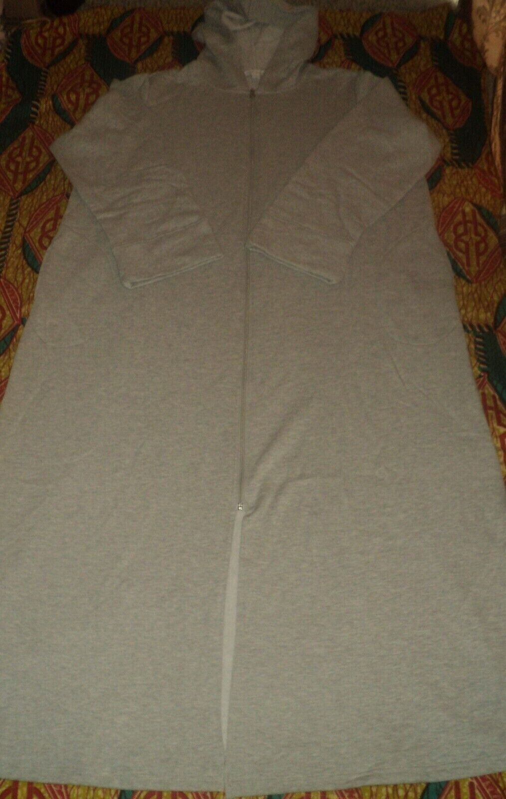 Dreams & Co. Plus Size Heather Grey Long Fleece Hoodie Robe Size 1X(22/24)