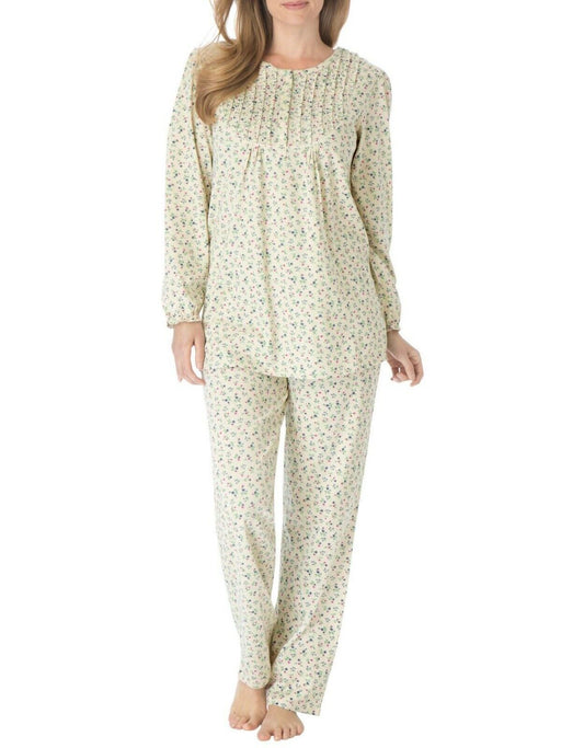 Only Necessities Plus Size Ivory Floral Long Sleeve Ruffled Pajamas Set Size 2X