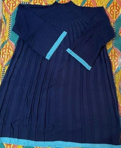 Roaman’s Plus Size Navy Soft Turquois Swing Sweater Dress Size L(18/20)