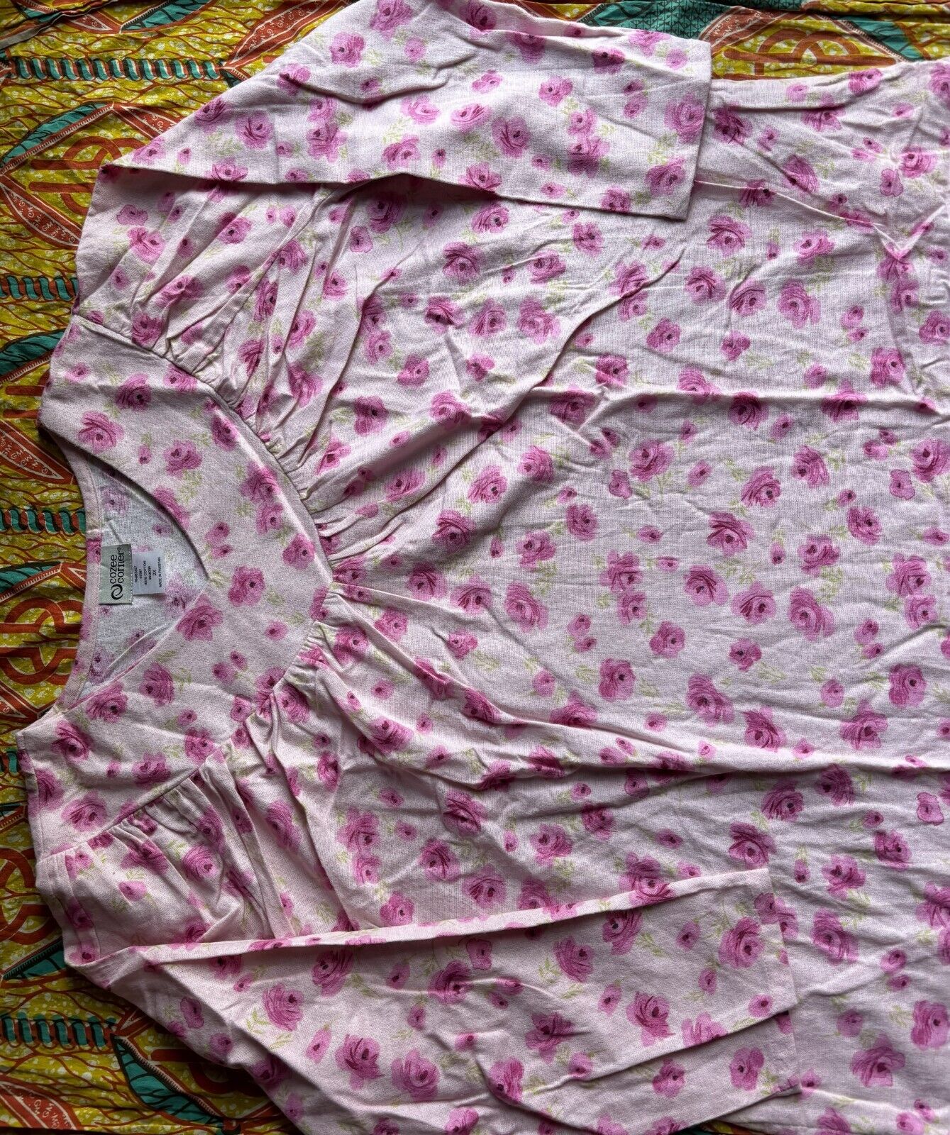 Cozee Corner Plus Size Rose Floral Printed Flannel Nightgown Size 3X(24W/26W)