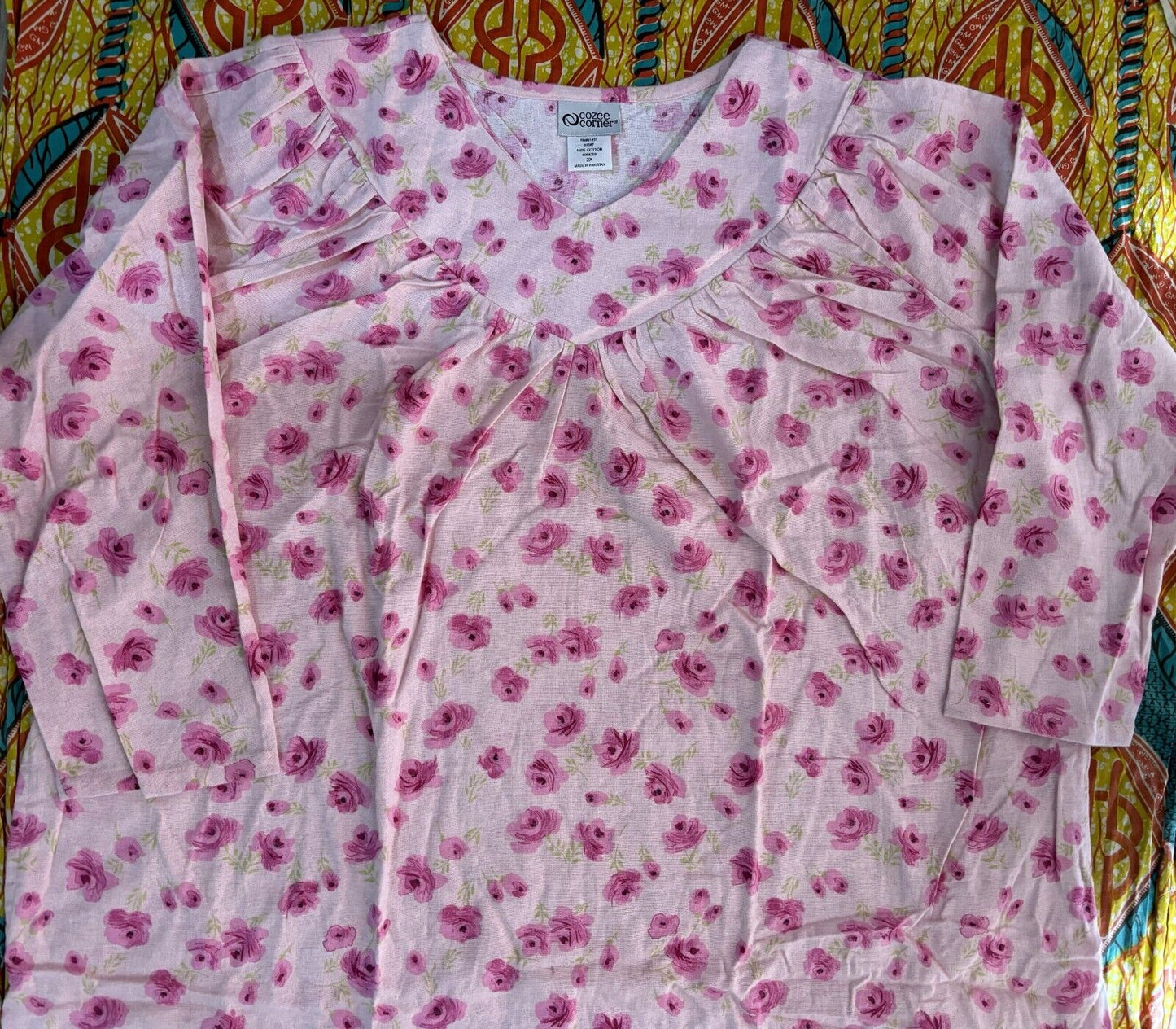 Cozee Corner Plus Size Rose Floral Printed Flannel Nightgown Size 4X(28W/30W)