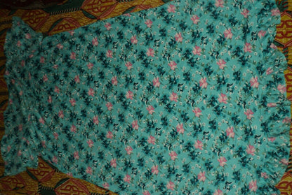 Dreams & Co. Plus Size Caribbean Blue Roses Long Cotton Knit Nightgown Size 3X