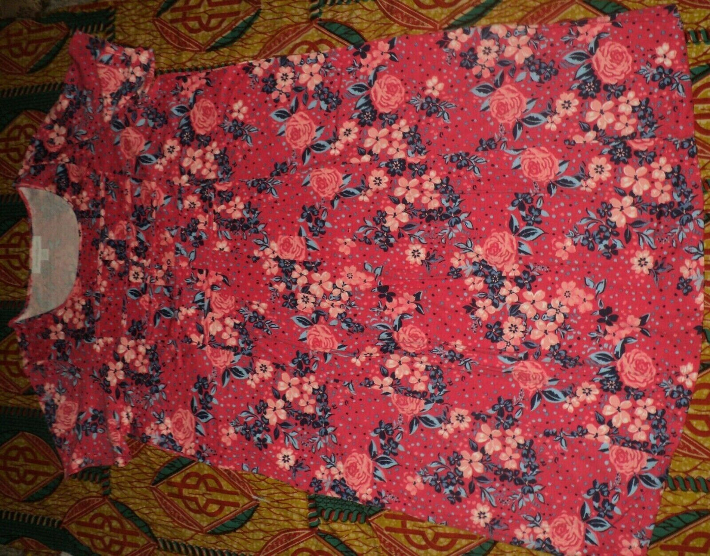 Dreams & Co. Plus Size Radiant Pink Flowers Pintucked Lounger Size 3X(30/32)