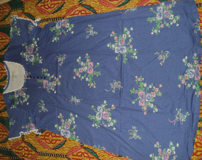 Only Necessities Plus Size Periwinkle Floral Short Pintuck Knit Nightgown Sz 4X