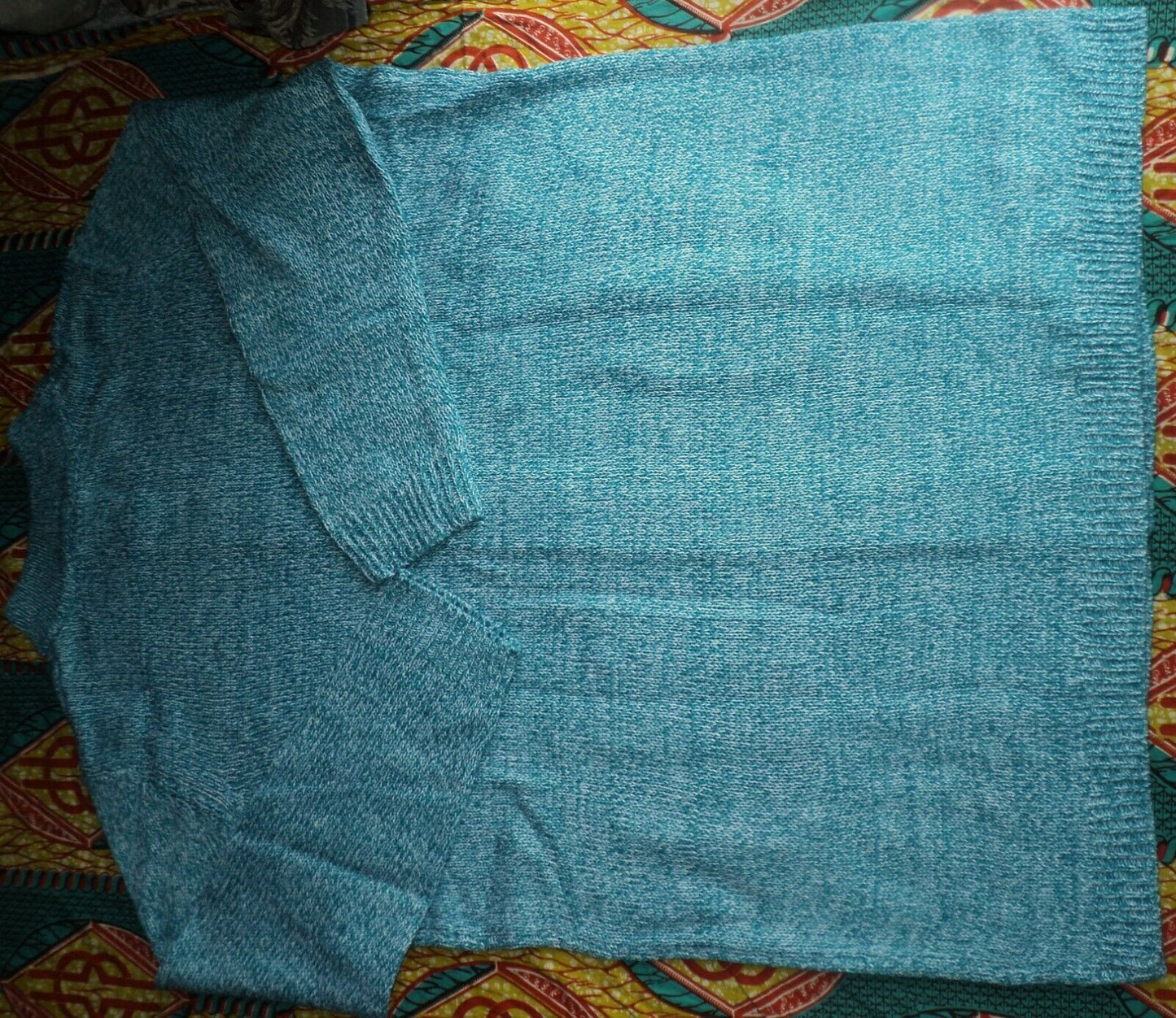 Woman Within Plus Size Deep Turquoise White Marled Sweater Cardigan Size 3X