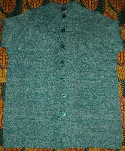Woman Within Plus Size Deep Turquoise White Marled Sweater Cardigan Size 3X