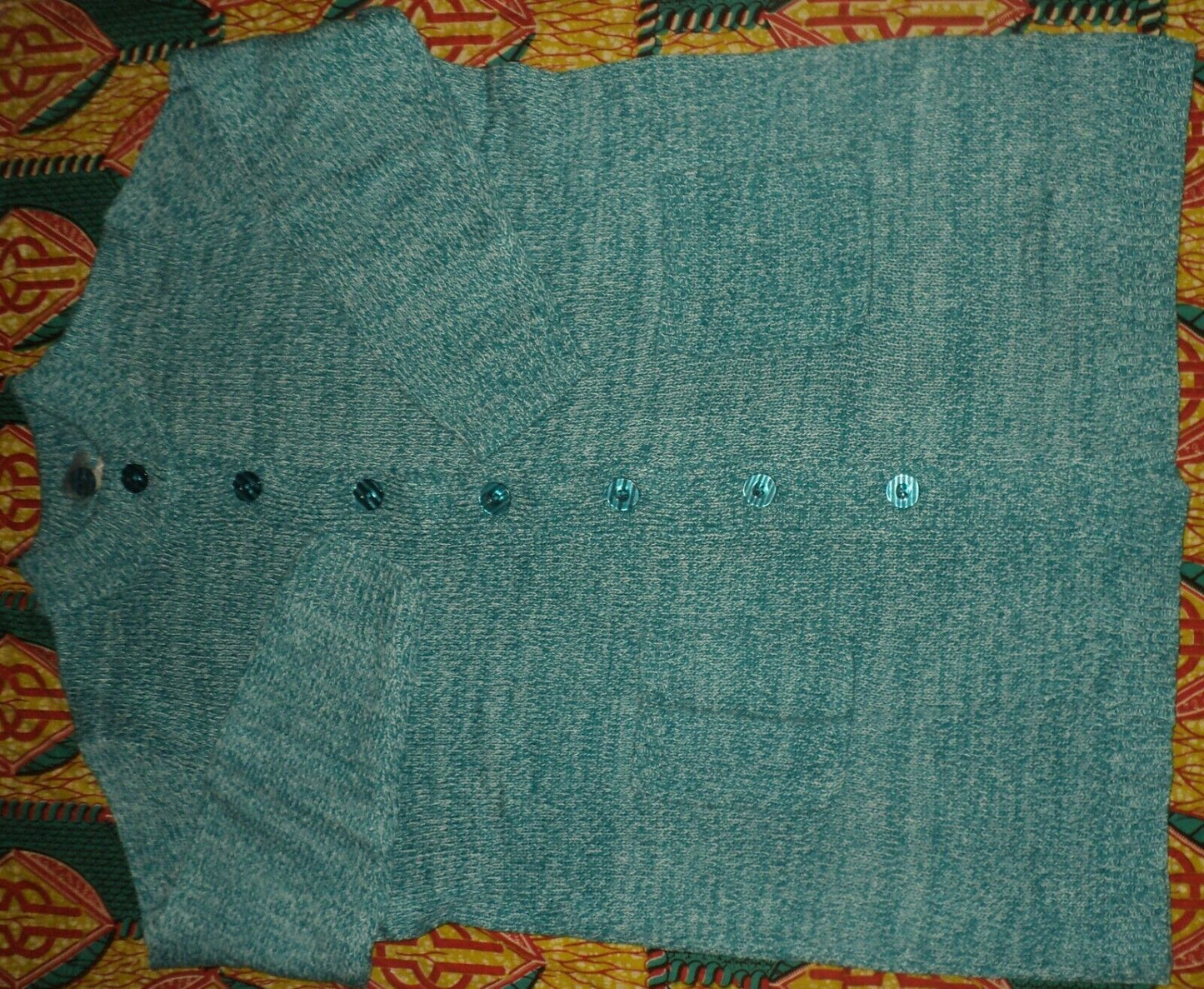 Woman Within Plus Size Deep Turquoise White Marled Sweater Cardigan Size 3X