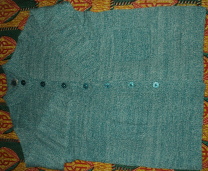 Woman Within Plus Size Deep Turquoise White Marled Sweater Cardigan Size 3X