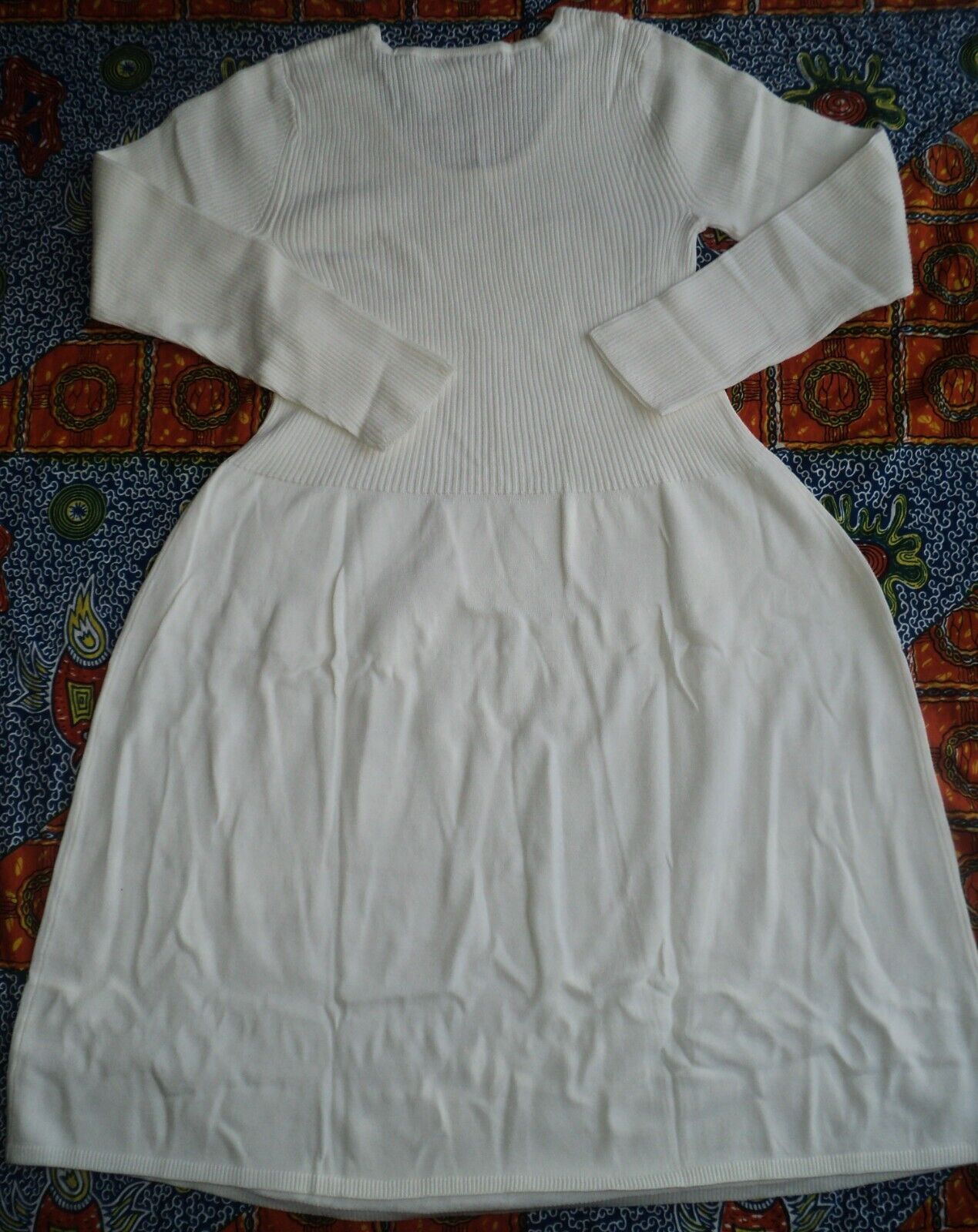 Jessica London Plus Size Ivory Cotton Ribbed Sweater Dress Size 14/16