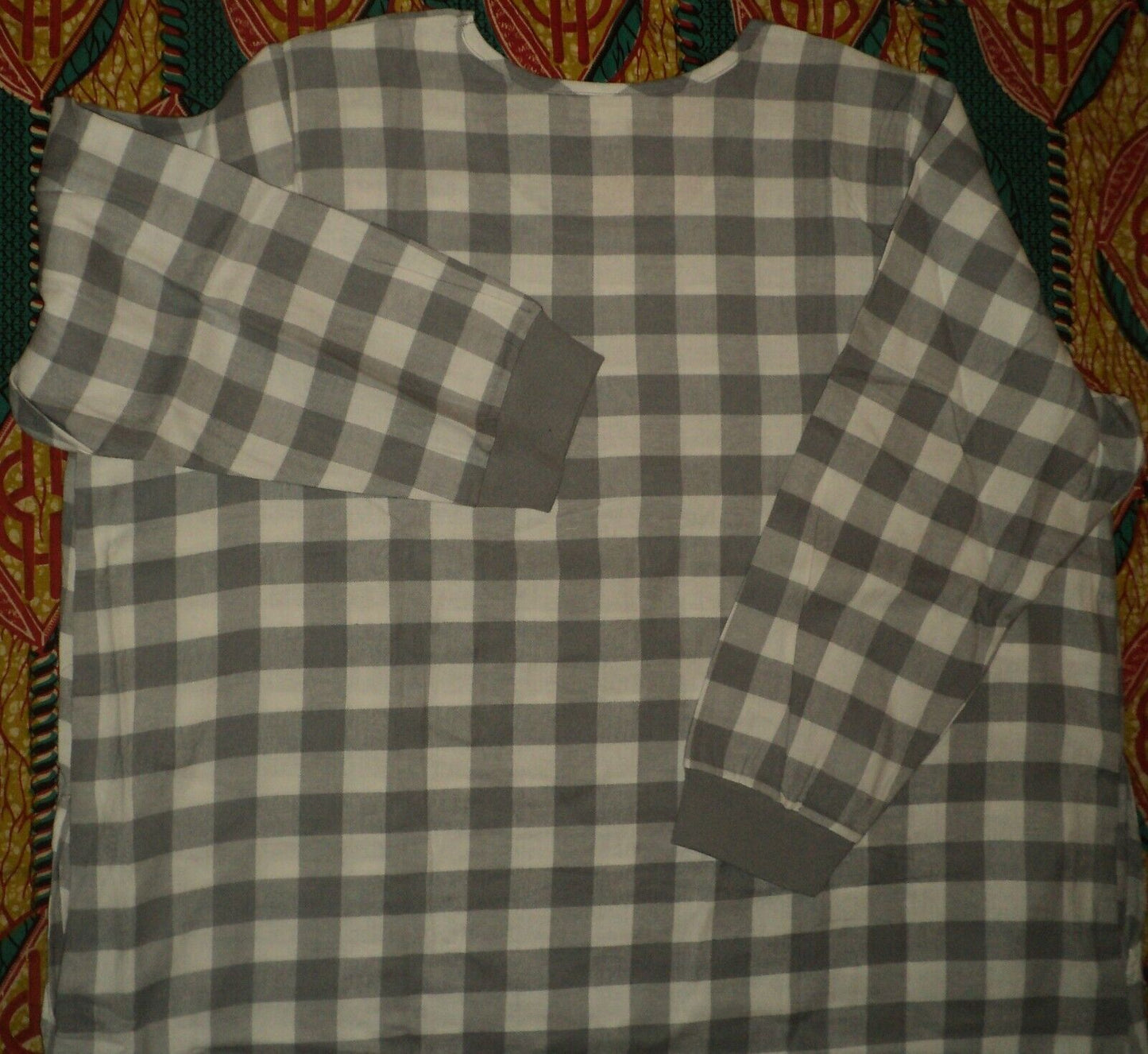 Dreams & Co. Plus Size Grey Buffalo Check Cotton Flannel Lounger Size 1X(22/24)