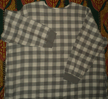 Dreams & Co. Plus Size Grey Buffalo Check Cotton Flannel Lounger Size 1X(22/24)