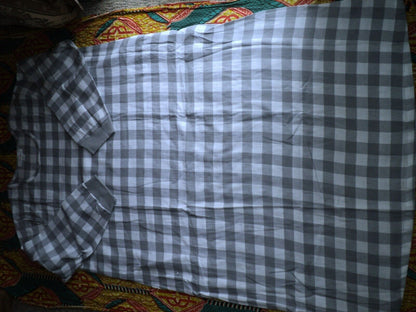 Dreams & Co. Plus Size Grey Buffalo Check Cotton Flannel Lounger Size 1X(22/24)