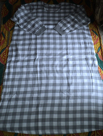 Dreams & Co. Plus Size Grey Buffalo Check Cotton Flannel Lounger Size 1X(22/24)