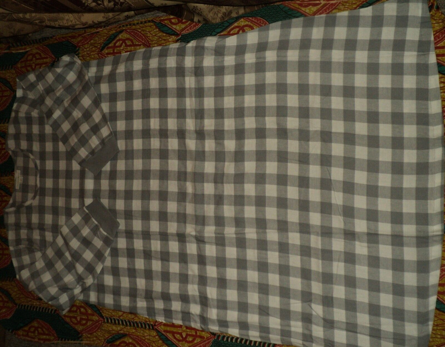 Dreams & Co. Plus Size Grey Buffalo Check Cotton Flannel Lounger Size 1X(22/24)