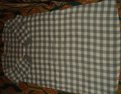 Dreams & Co. Plus Size Grey Buffalo Check Cotton Flannel Lounger Size 1X(22/24)