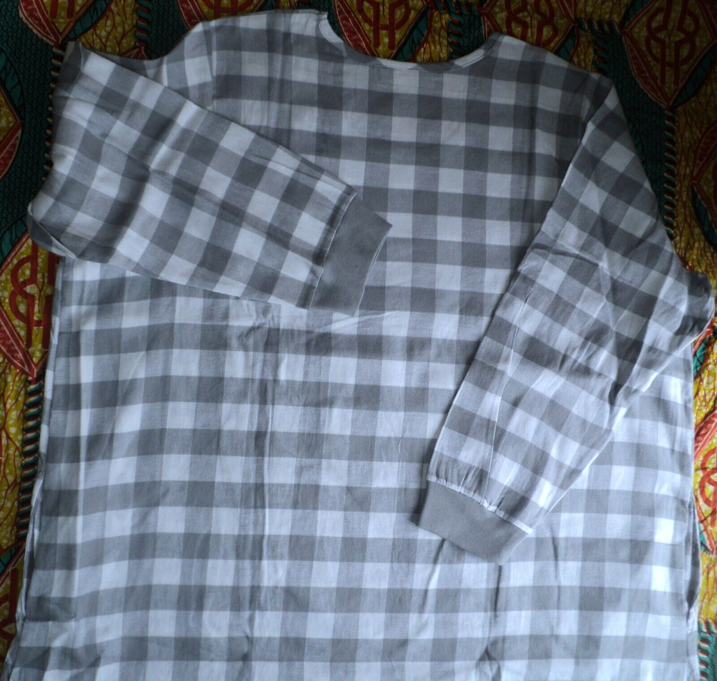 Dreams & Co. Plus Size Grey Buffalo Check Cotton Flannel Lounger Size 1X(22/24)