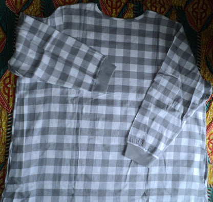 Dreams & Co. Plus Size Grey Buffalo Check Cotton Flannel Lounger Size 1X(22/24)