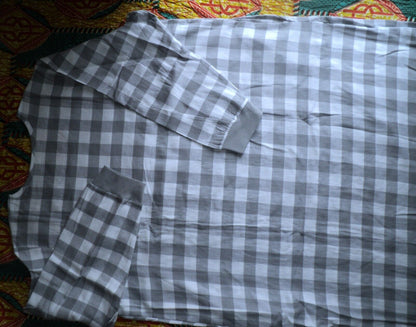Dreams & Co. Plus Size Grey Buffalo Check Cotton Flannel Lounger Size 1X(22/24)