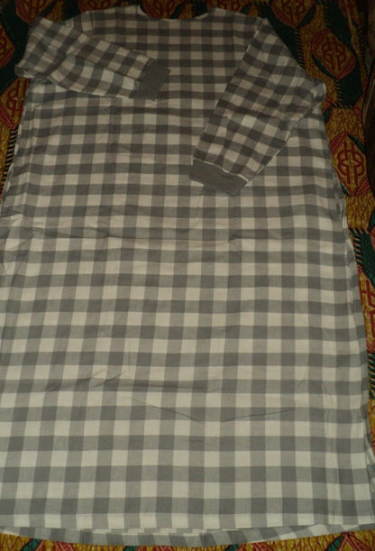 Dreams & Co. Plus Size Grey Buffalo Check Cotton Flannel Lounger Size 1X(22/24)