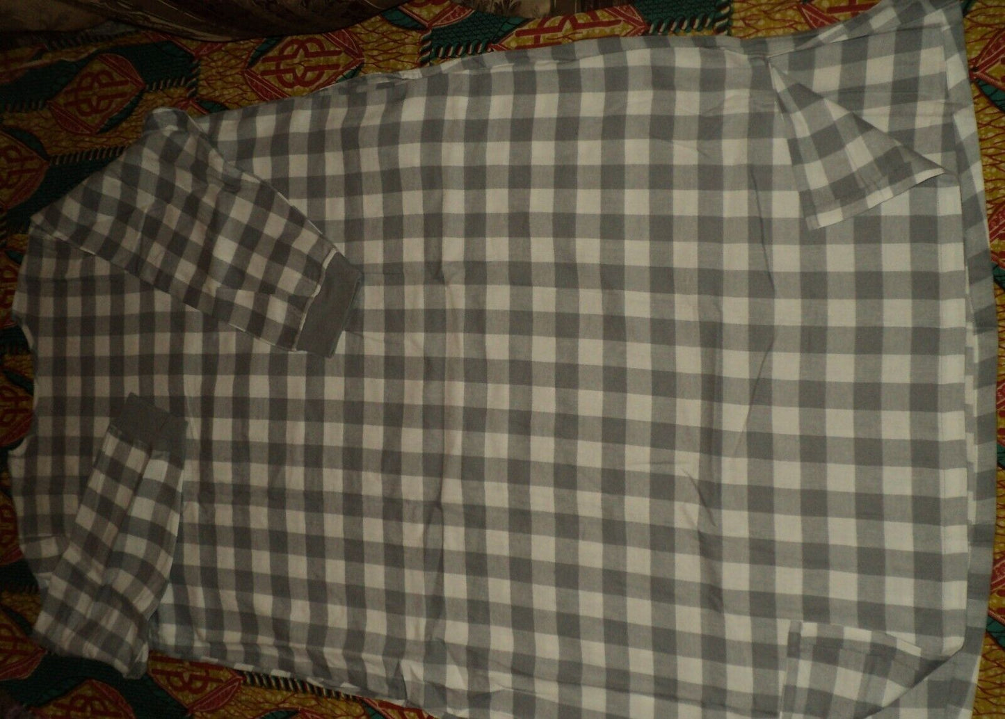Dreams & Co. Plus Size Grey Buffalo Check Cotton Flannel Lounger Size 1X(22/24)