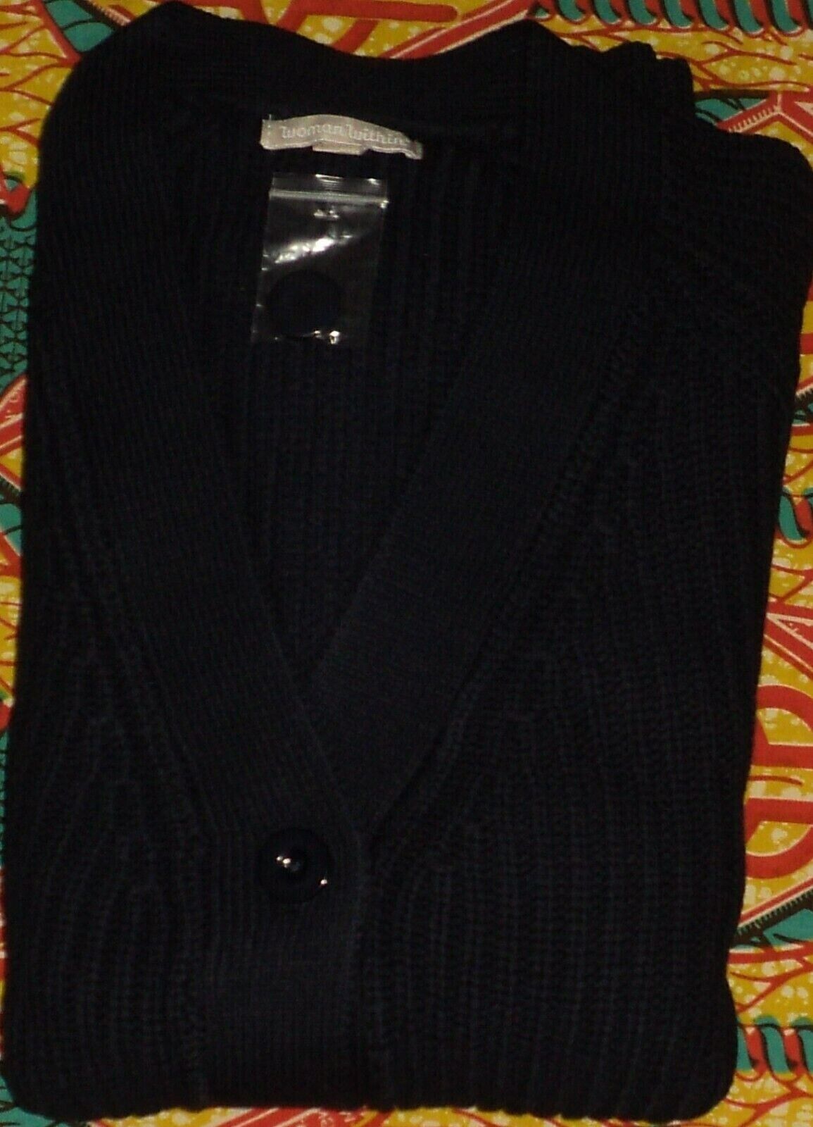 Woman Within Plus Size Navy Long Sleeves Shaker Knit Cardigan Size 3X(30/32)