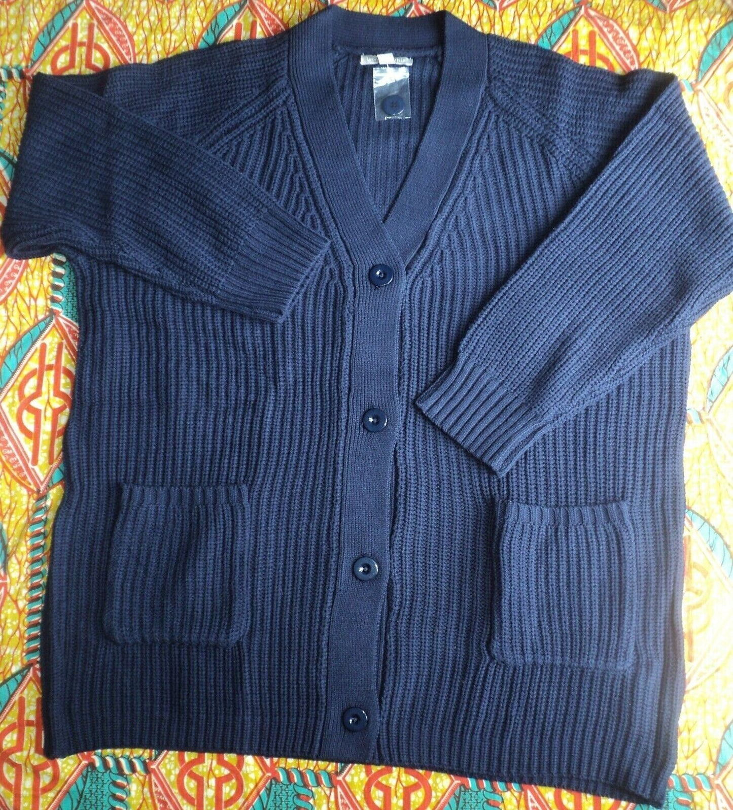 Woman Within Plus Size Navy Long Sleeves Shaker Knit Cardigan Size 3X(30/32)
