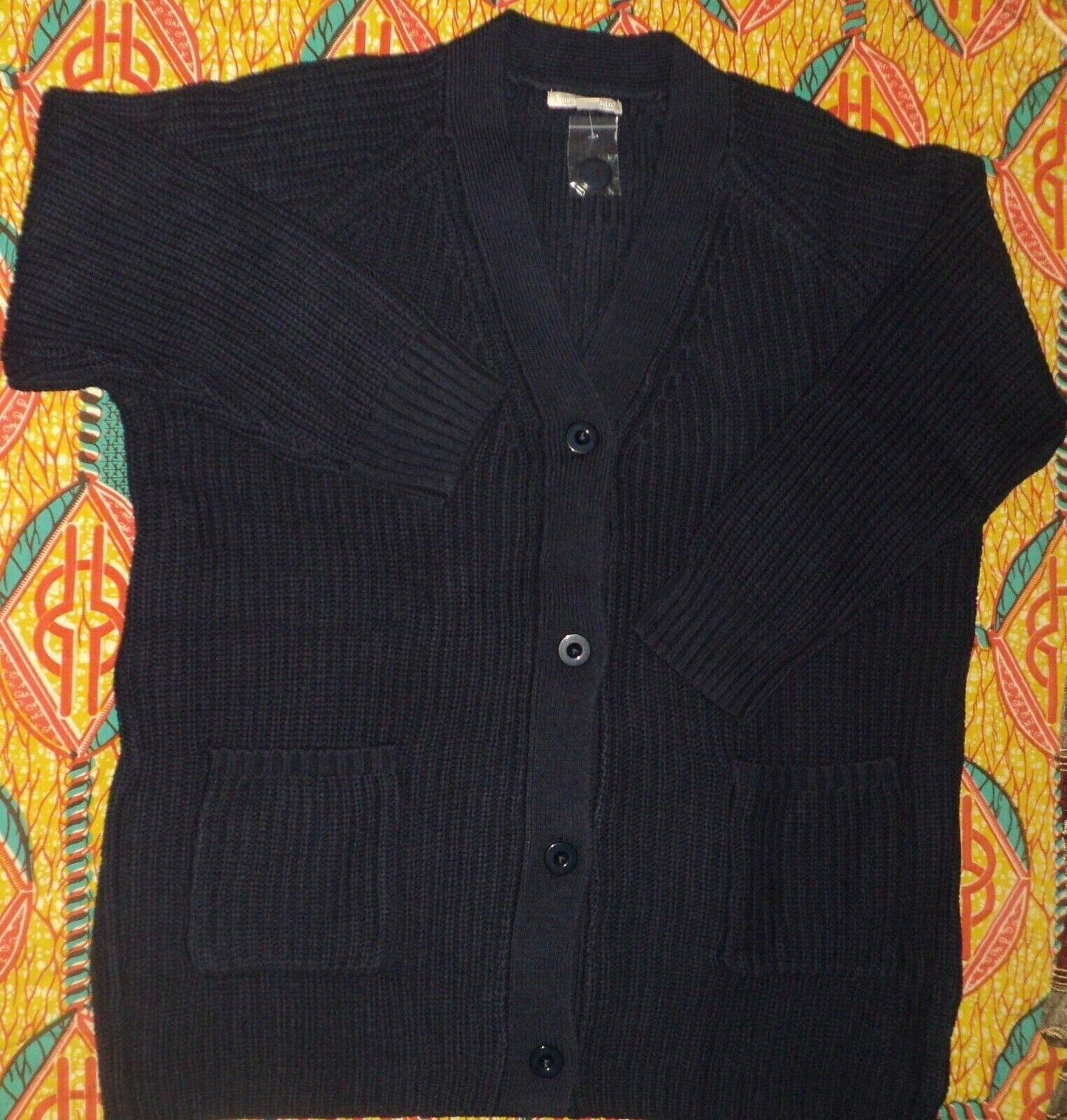 Woman Within Plus Size Navy Long Sleeves Shaker Knit Cardigan Size 3X(30/32)