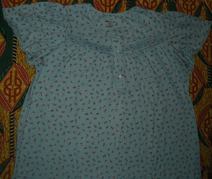 Dreams & Co. Plus Size Sky Blue Ditsy Long Cotton Knit Nightgown Size 6X(42/44)